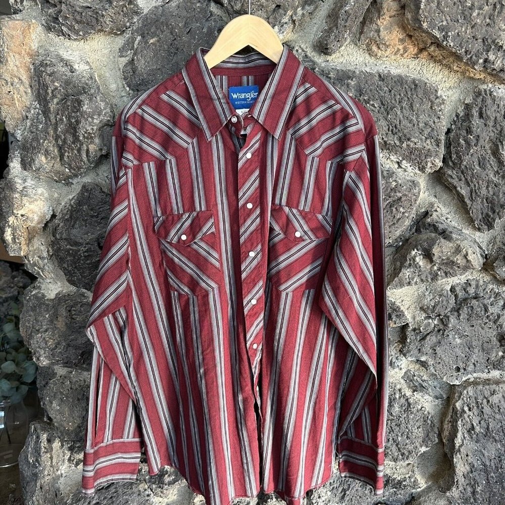 Wrangler Western Pearl Snap Button Shirt Men's XL Vtg